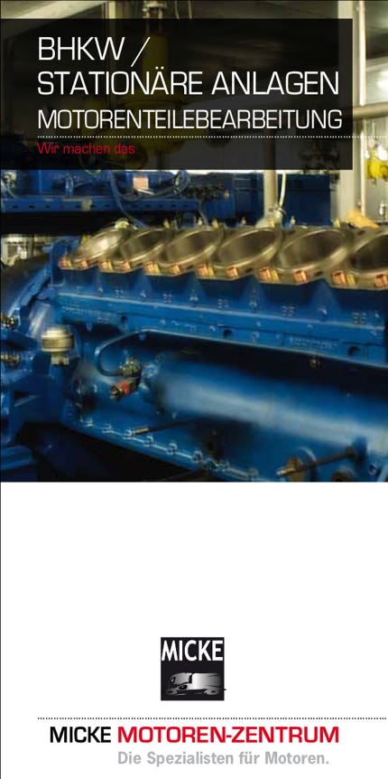 Das MICKE MOTOREN-ZENTRUM bietet ein breit gefächertes Leistungsspektrum mechanischer Bearbeitung für die Motoren- und Komponenten-Instandsetzung an Blockheizkraftwerken - über RAL-Motoren, Teilinstandsetzung oder ganz individuell nach Kundenwunsch
